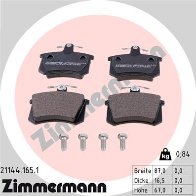 Zimmermann 21144.165.1 - Brake Pad Set, disc brake autospares.lv