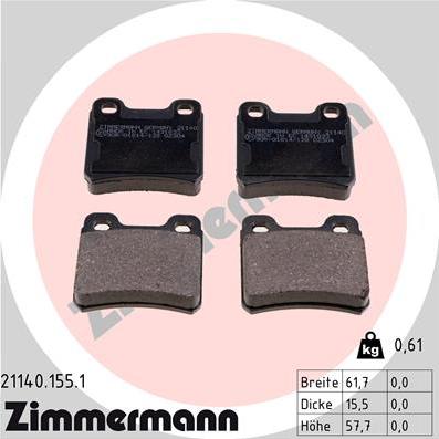 Zimmermann 21140.155.1 - Brake Pad Set, disc brake autospares.lv