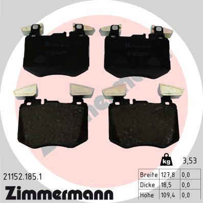 Zimmermann 21152.185.1 - Brake Pad Set, disc brake autospares.lv