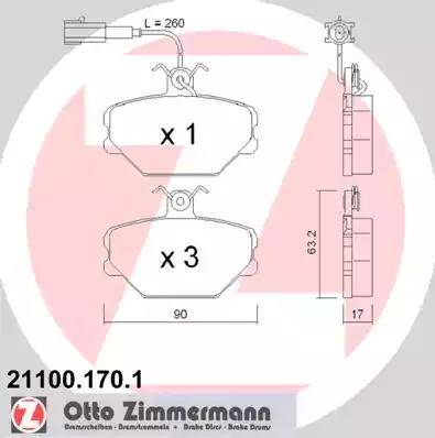 Zimmermann 21100.170.1 - Brake Pad Set, disc brake autospares.lv