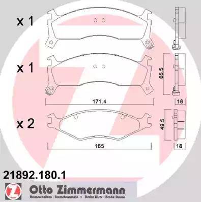 Zimmermann 21892.180.1 - Brake Pad Set, disc brake autospares.lv