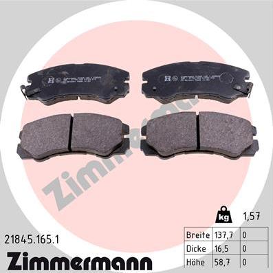 Zimmermann 21845.165.1 - Brake Pad Set, disc brake autospares.lv