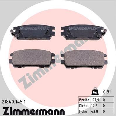 Zimmermann 21840.145.1 - Brake Pad Set, disc brake autospares.lv