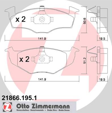 Zimmermann 21866.195.1 - Brake Pad Set, disc brake autospares.lv