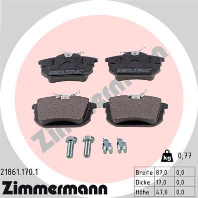 Zimmermann 21861.170.1 - Brake Pad Set, disc brake autospares.lv