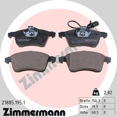 Zimmermann 21885.195.1 - Brake Pad Set, disc brake autospares.lv