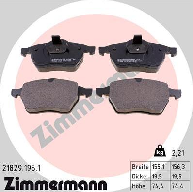 Zimmermann 21829.195.1 - Brake Pad Set, disc brake autospares.lv