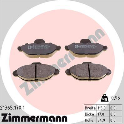 Zimmermann 21365.170.1 - Brake Pad Set, disc brake autospares.lv