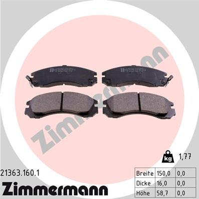 Zimmermann 21363.160.1 - Brake Pad Set, disc brake autospares.lv