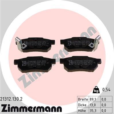 Zimmermann 21312.130.2 - Brake Pad Set, disc brake autospares.lv