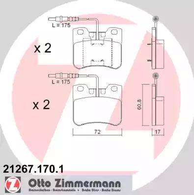 Zimmermann 21267.170.1 - Brake Pad Set, disc brake autospares.lv
