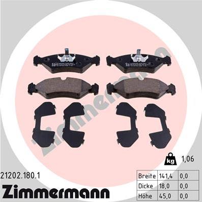 Zimmermann 21202.180.1 - Brake Pad Set, disc brake autospares.lv