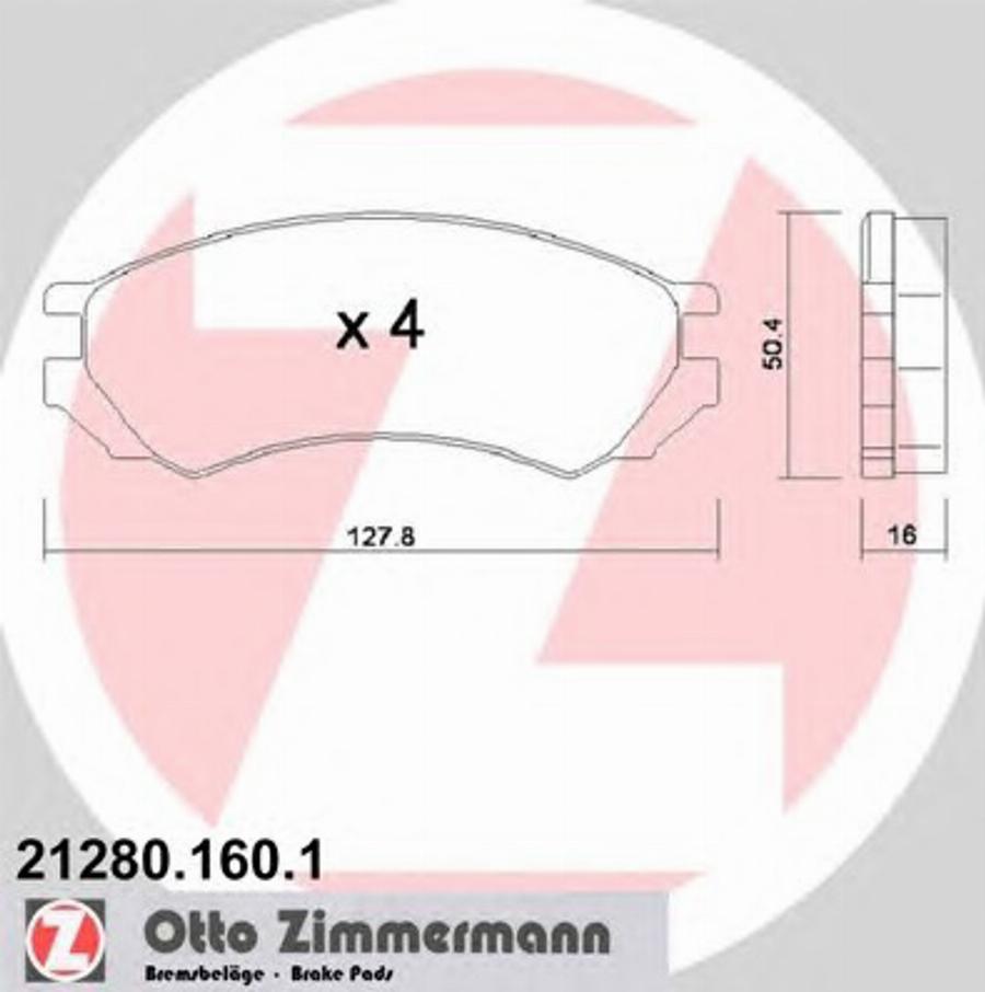 Zimmermann 212801601 - Brake Pad Set, disc brake autospares.lv