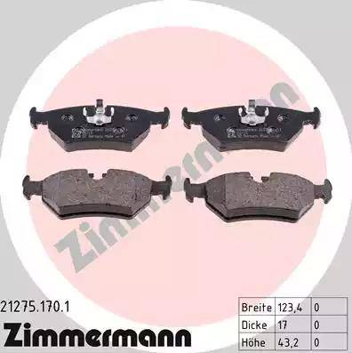 Zimmermann 21275.170.1 - Brake Pad Set, disc brake autospares.lv