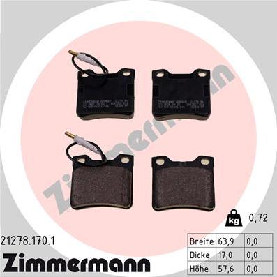 Zimmermann 21278.170.1 - Brake Pad Set, disc brake autospares.lv