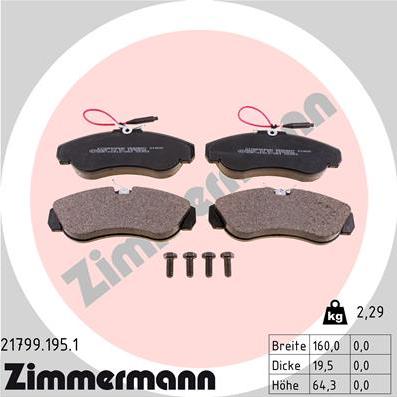 Zimmermann 21799.195.1 - Brake Pad Set, disc brake autospares.lv