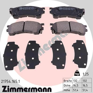 Zimmermann 21754.165.1 - Brake Pad Set, disc brake autospares.lv