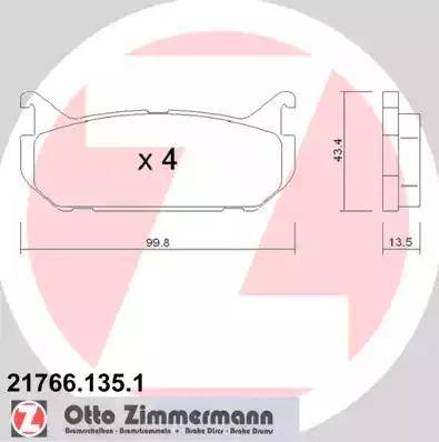 Zimmermann 21766.135.1 - Brake Pad Set, disc brake autospares.lv