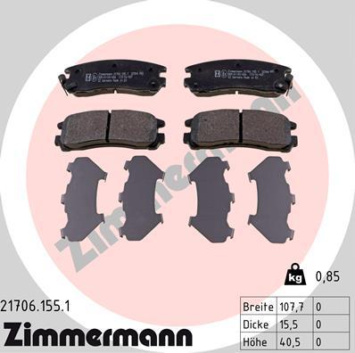 Zimmermann 21706.155.1 - Brake Pad Set, disc brake autospares.lv