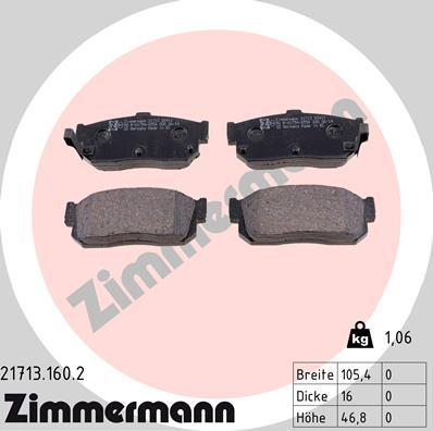 Zimmermann 21713.160.2 - Brake Pad Set, disc brake autospares.lv