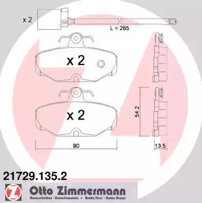 Zimmermann 21729.135.2 - Brake Pad Set, disc brake autospares.lv