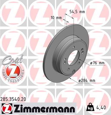 Zimmermann 285.3540.20 - Brake Disc autospares.lv