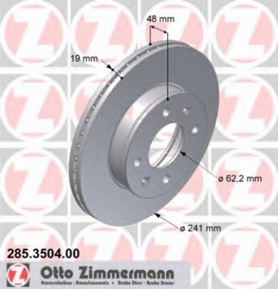 Zimmermann 285.3504.00 - Brake Disc autospares.lv