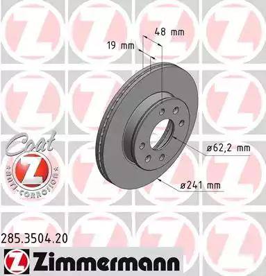 Zimmermann 285.3504.20 - Brake Disc autospares.lv