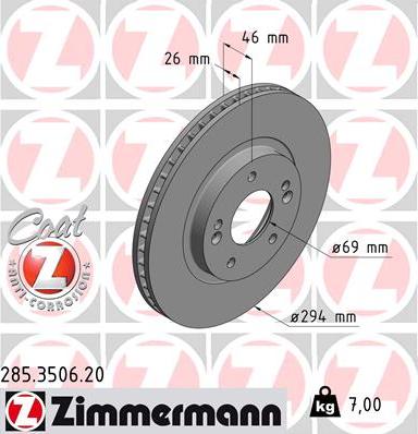 Zimmermann 285.3506.20 - Brake Disc autospares.lv
