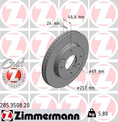 Zimmermann 285.3508.20 - Brake Disc autospares.lv