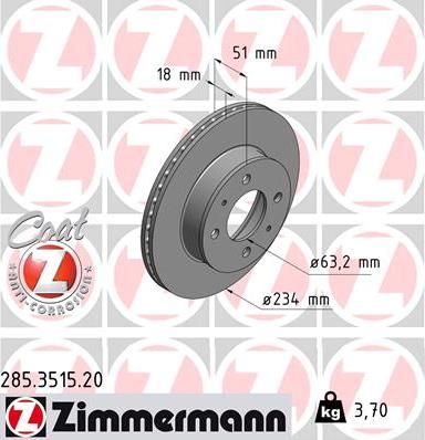 Zimmermann 285.3515.20 - Brake Disc autospares.lv