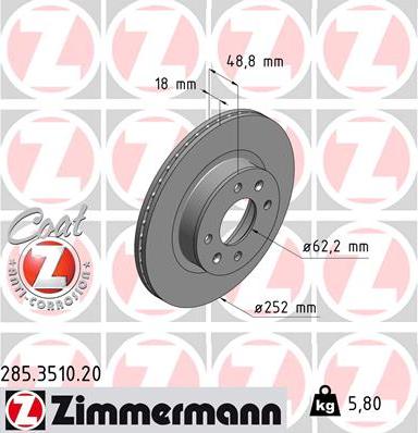 Zimmermann 285.3510.20 - Brake Disc autospares.lv