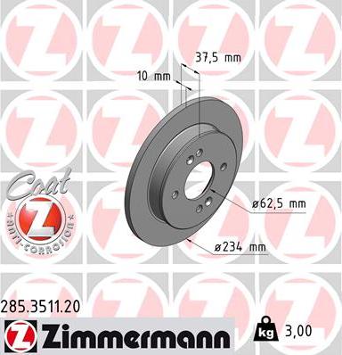 Zimmermann 285.3511.20 - Brake Disc autospares.lv