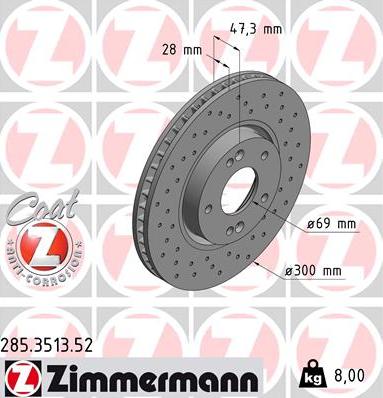 Zimmermann 285.3513.52 - Brake Disc autospares.lv