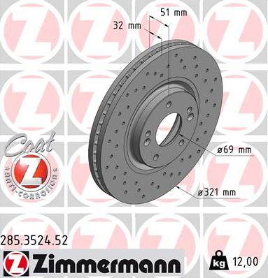 Zimmermann 285.3524.52 - Brake Disc autospares.lv