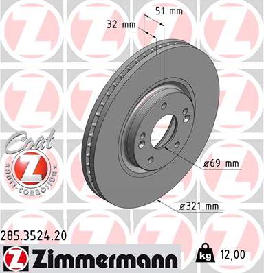 Zimmermann 285.3524.20 - Brake Disc autospares.lv