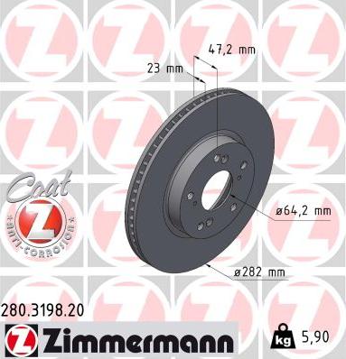 Zimmermann 280.3198.20 - Brake Disc autospares.lv