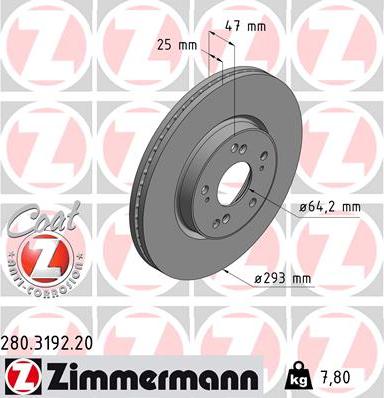 Zimmermann 280.3192.20 - Brake Disc autospares.lv
