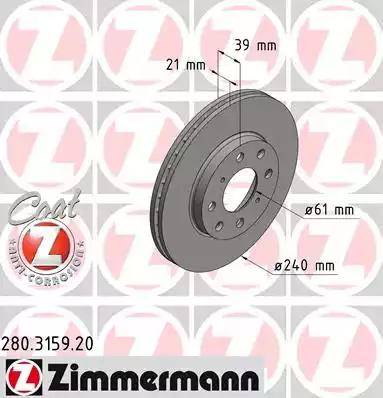 Zimmermann 280.3159.20 - Brake Disc autospares.lv