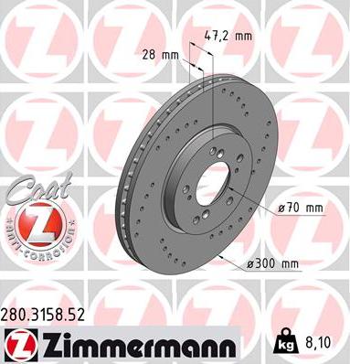 Zimmermann 280.3158.52 - Brake Disc autospares.lv