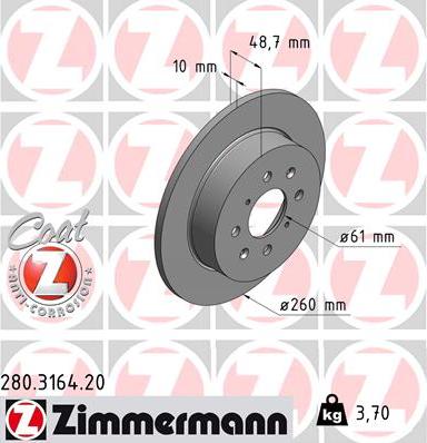 Zimmermann 280.3164.20 - Brake Disc autospares.lv