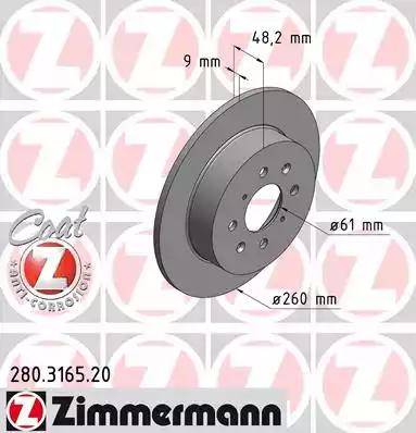 Zimmermann 280.3165.20 - Brake Disc autospares.lv