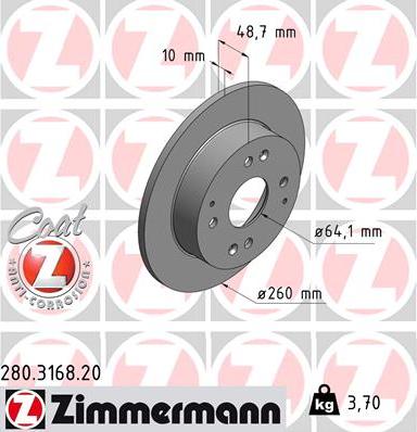 Zimmermann 280.3168.20 - Brake Disc autospares.lv