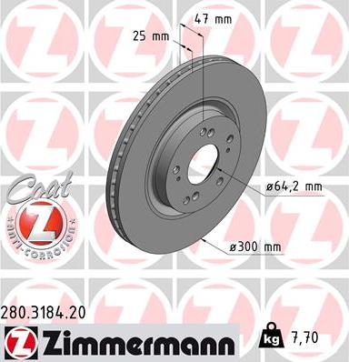 Zimmermann 280.3184.20 - Brake Disc autospares.lv
