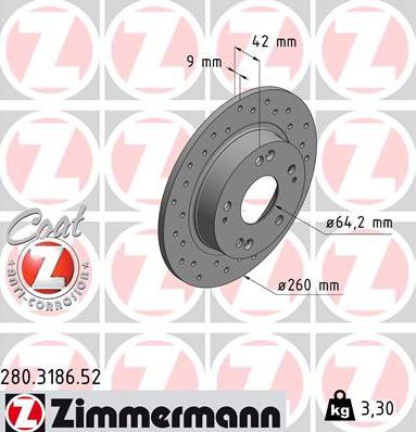 Zimmermann 280.3186.52 - Brake Disc autospares.lv