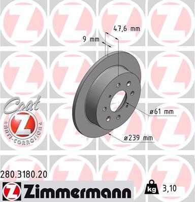 Zimmermann 280.3180.20 - Brake Disc autospares.lv