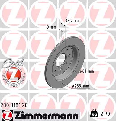 Zimmermann 280.3181.20 - Brake Disc autospares.lv