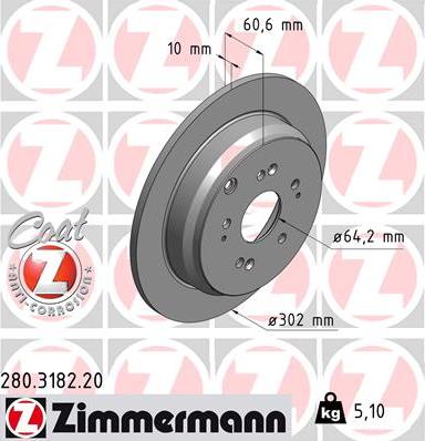 Zimmermann 280.3182.20 - Brake Disc autospares.lv