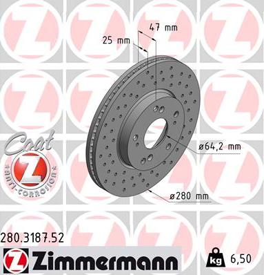 Zimmermann 280.3187.52 - Brake Disc autospares.lv