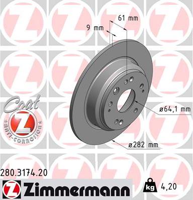 Zimmermann 280.3174.20 - Brake Disc autospares.lv